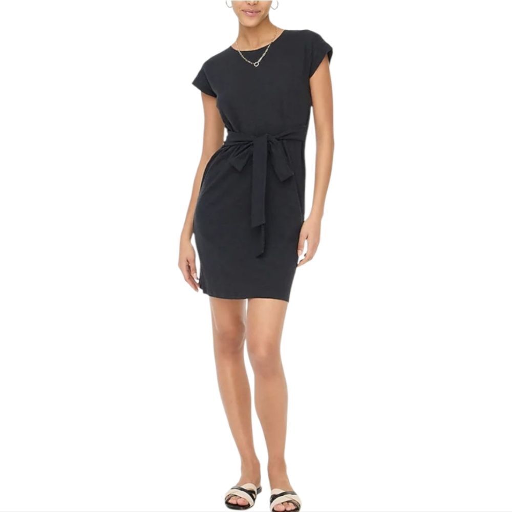 J. Crew Factory Knit‎ tie-waist mini dress Black Size Medium